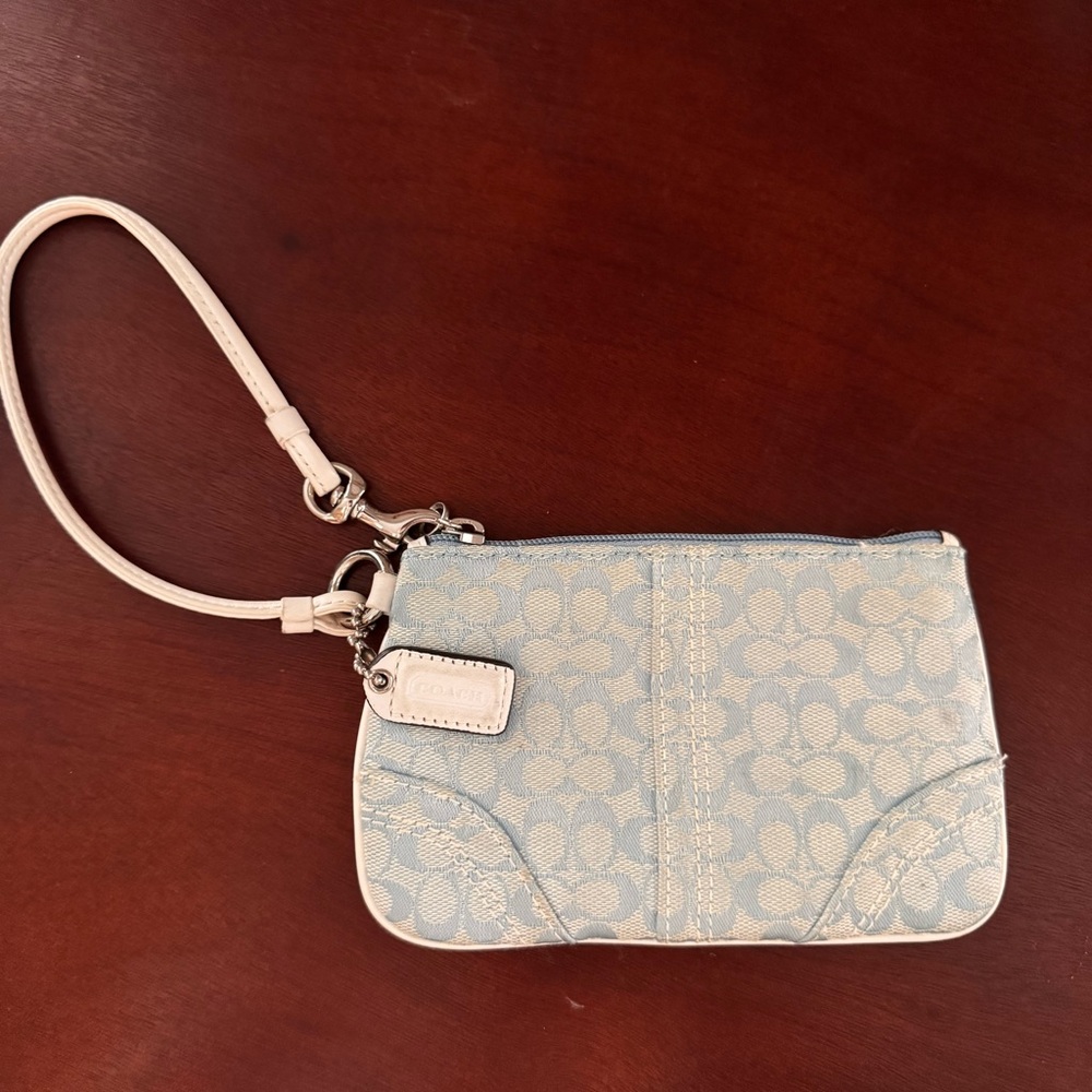 Coach Sky Blue Signature Wristlet